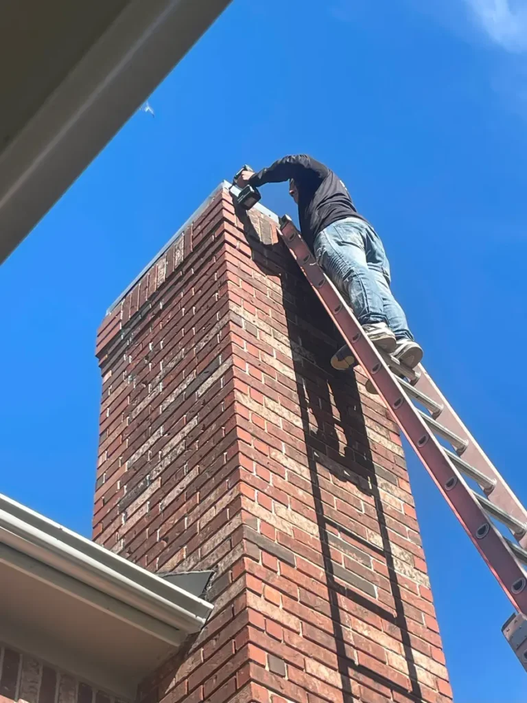 cleaning a brick chimney