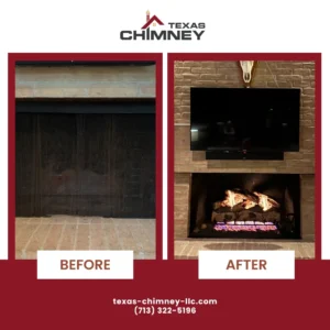 Before & After- Fireplace restoration in Bellaire